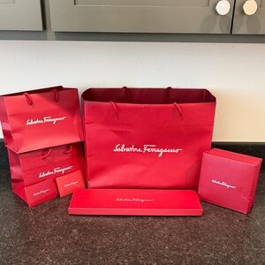 Salvatore Ferragamo Red Luxury Gift Bag and Box Set